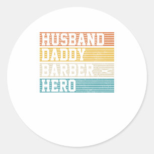 Barber Husband Dad Hero  Retro Fathers D Ronde Sticker