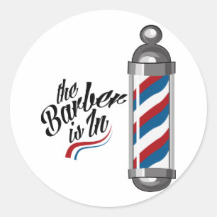 Barber is binnen ronde sticker