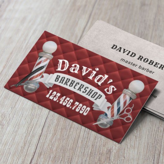 Barber kapperszaak haar stylist modern rood gewatt visitekaartje