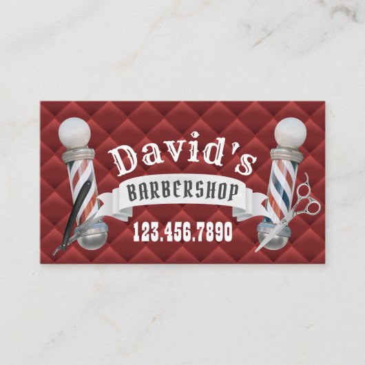 Barber kapperszaak haar stylist modern rood gewatt visitekaartje (Voorkant)