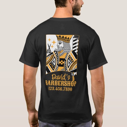 Barber King Retro Spelen Kaart Stijl Haar Stylist T-shirt (Achterkant)