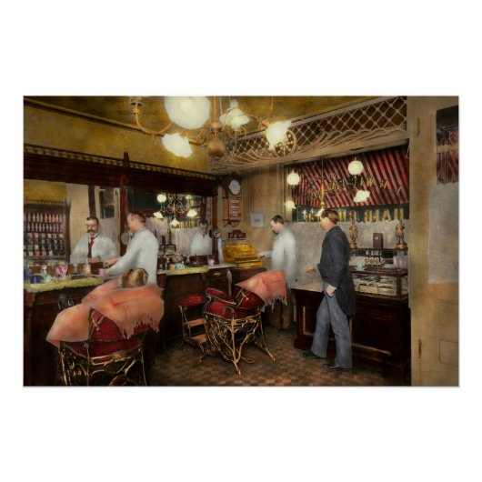 Barber - L.C. Wiseman Barbershop, NY 1895 Poster (Voorkant)