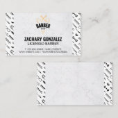 Barber Logo | Barber Gereedschap Patroon Marmer Klantenkaartje (Voorkant / Achterkant)