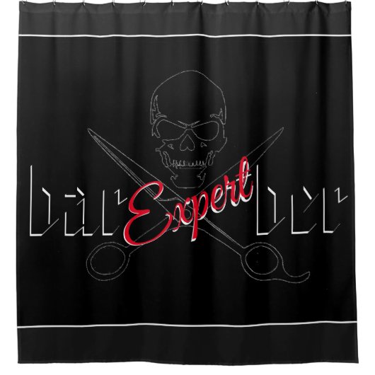 barber logo douchegordijn (Voorkant)