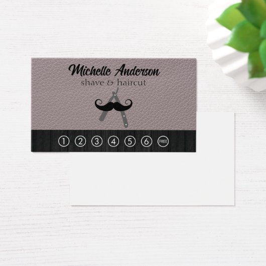 Barber Logo | Leder Visitekaartje (Bureau)