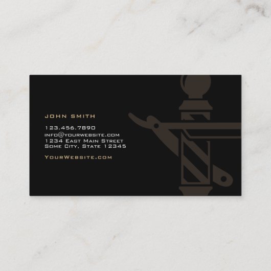 Barber-Logo met rechte stok en Barber-pool Visitekaartje (Achterkant)