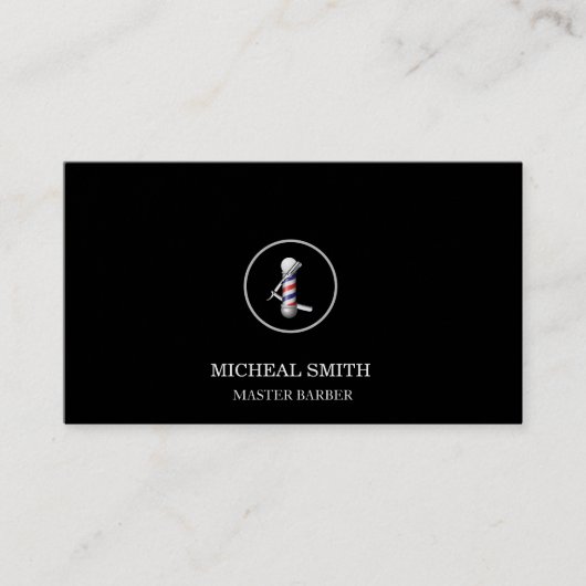 Barber-Logo met rechte stok en Barber-pool Visitekaartje (Voorkant)