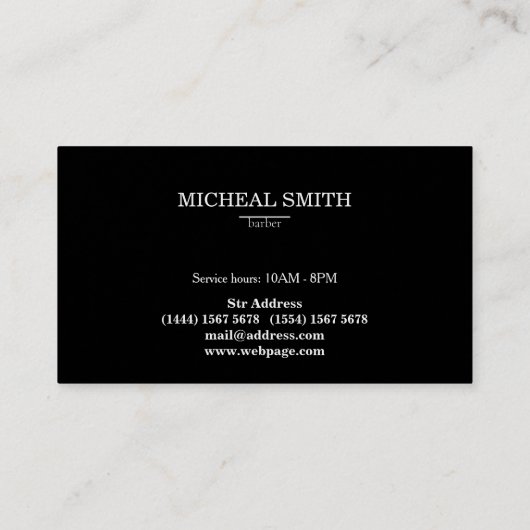 Barber-Logo met rechte stok en Barber-pool Visitekaartje (Achterkant)