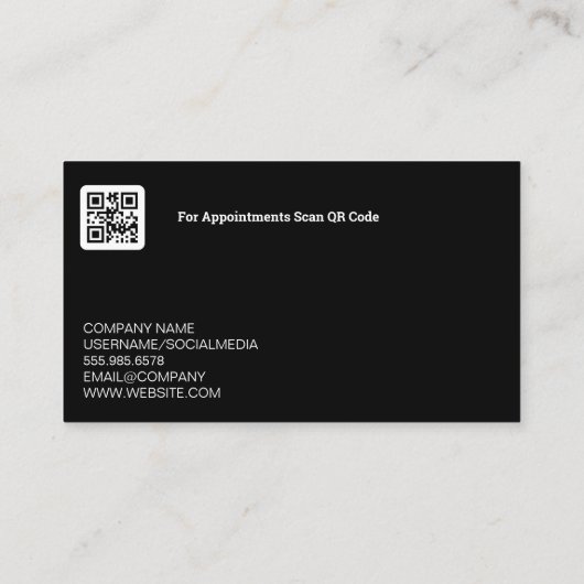 Barber Logo | QR Code | Metaalachtig  Visitekaartje (Achterkant)