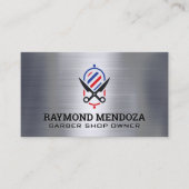 Barber Logo | QR Code | Metaalachtig Visitekaartje (Voorkant)