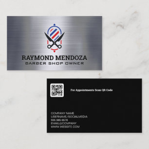 Barber Logo QR-code Metallisch Visitekaartje