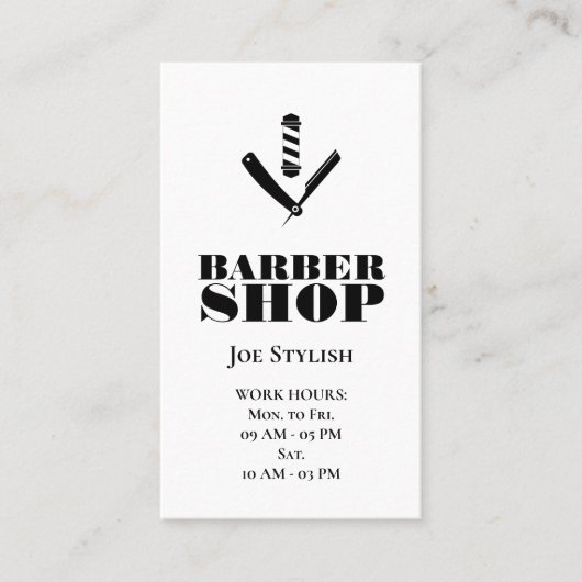 Barber logo zwart-wit visitekaartje (Voorkant)