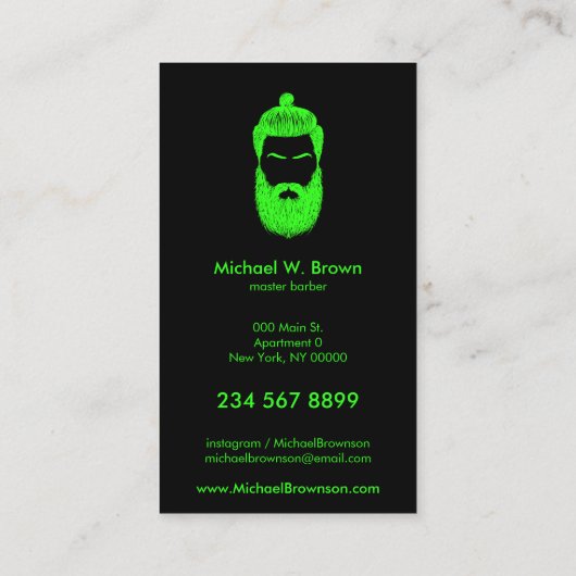 Barber met Hipster logo Visitekaartje (Achterkant)