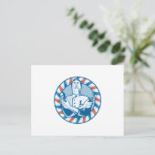 Barber met klapperhalskuis en schaar briefkaart (Staand voorkant)