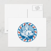 Barber met klapperhalskuis en schaar briefkaart (Voorkant / Achterkant)