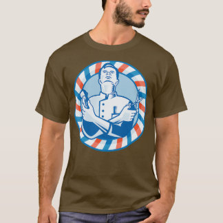 Barber met klapperhalskuis en schaar t-shirt