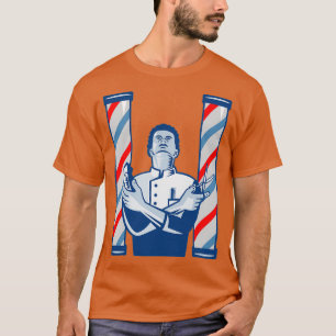 Barber met poolhaarklem en schaar retro 2 t-shirt