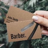 Barber Minimalist Barbershop Rustic Kraft Visitekaartje
