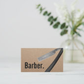 Barber Minimalist Barbershop Rustic Kraft Visitekaartje (Staand voorkant)