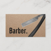 Barber Minimalist Barbershop Rustic Kraft Visitekaartje (Voorkant)