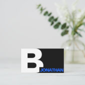 Barber Modern Bold Typography Initiaal Black White Visitekaartje (Staand voorkant)