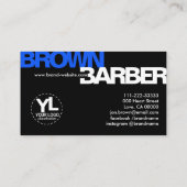 Barber Modern Bold Typography Initiaal Black White Visitekaartje (Achterkant)