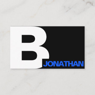 Barber Modern Bold Typography Initiaal Black White Visitekaartje