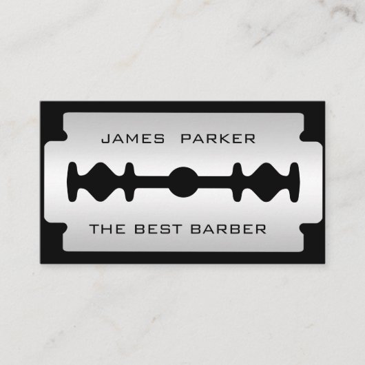 Barber Modern Razor Blade Logo Hair Stylist Visitekaartje (Voorkant)
