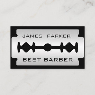 Barber Modern Razor Blade Logo Hair Stylist Visitekaartje