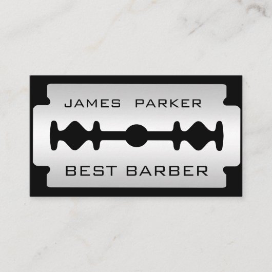 Barber Modern Razor Blade Logo Hair Stylist Visitekaartje (Voorkant)