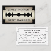 Barber Modern Razor Blade Logo Hair Stylist Visitekaartje (Voorkant / Achterkant)