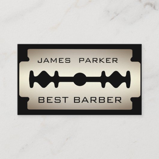 Barber Modern Razor Blade Logo Hair Stylist Visitekaartje (Voorkant)