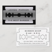 Barber Modern Razor Blade Logo Hair Stylist Visitekaartje (Voorkant / Achterkant)