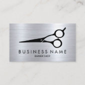 Barber Moderne Zwarte Schaar Haarstylist Visitekaartje (Voorkant)