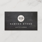 Barber Monogram Scissors Black Barbershop Visitekaartje (Voorkant)