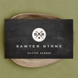 Barber Monogram Scissors Black Barbershop Visitekaartje