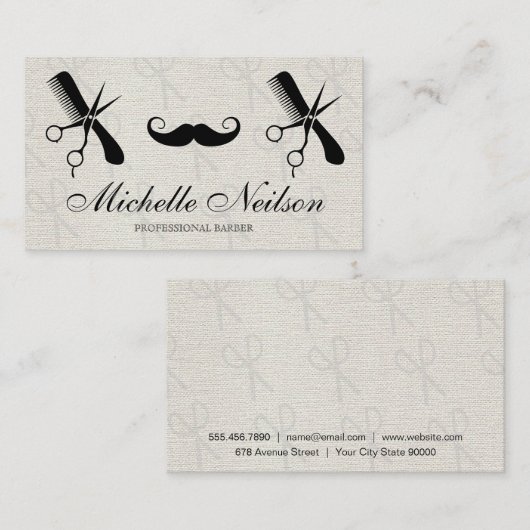 Barber Mustache | Gereedschap voor schaarkammen Visitekaartje (Voorkant / Achterkant)