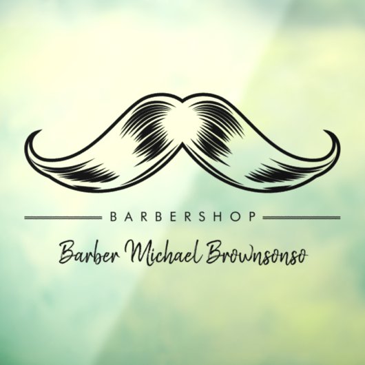 Barber Mustache Logo Simple Raamsticker (Vel 3)