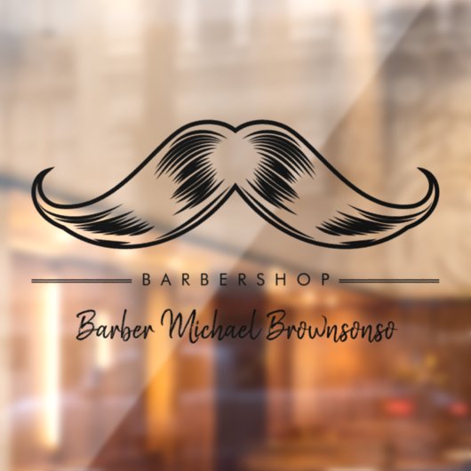 Barber Mustache Logo Simple Raamsticker (Vel 2)