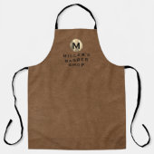 Barber Name Brown Suede Gold Monogram Schort (Voorkant)