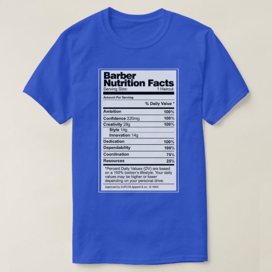 Barber Nutrition Facts Classic TShirt (Design voorkant)