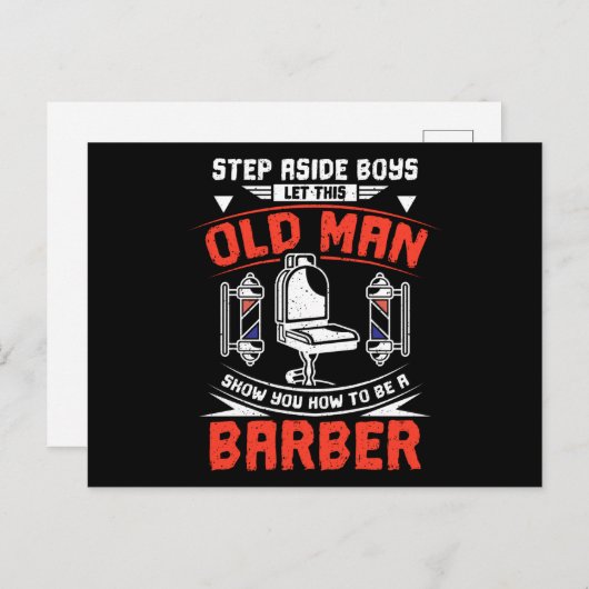 Barber Old Man Briefkaart (Voorkant / Achterkant)
