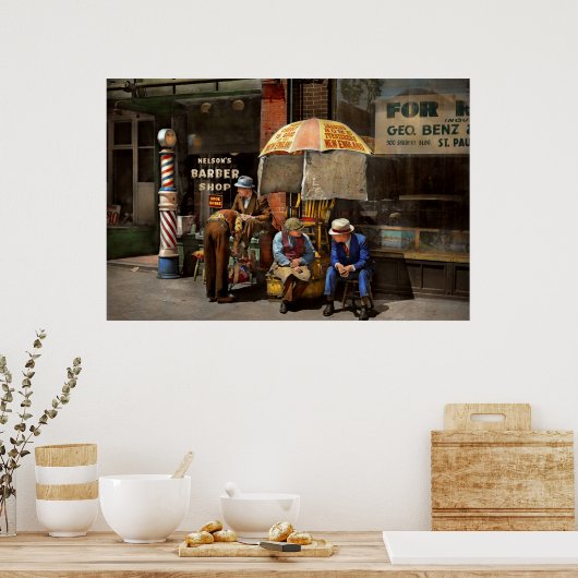 Barber - Op Nelson's Barber Shop 1937 Poster (Keuken)