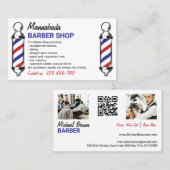 Barber Pole aangepaste foto qr code Visitekaartje (Voorkant / Achterkant)
