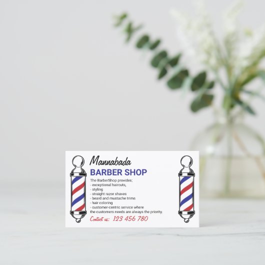 Barber Pole aangepaste foto qr code Visitekaartje (Staand voorkant)