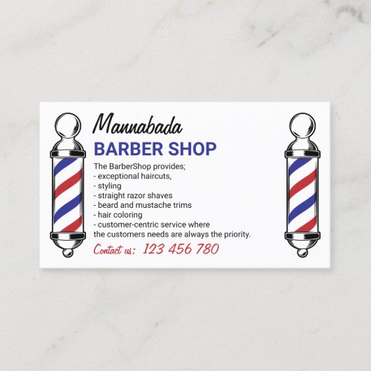 Barber Pole aangepaste foto Visitekaartje (Voorkant)