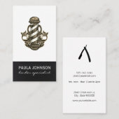 Barber Pole Afspraak Leer Stylist Barber Visitekaartje (Voorkant / Achterkant)