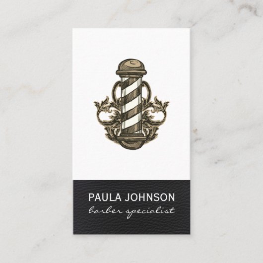 Barber Pole Afspraak Leer Stylist Barber Visitekaartje (Voorkant)