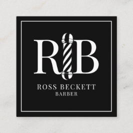 Barber Pole Barber Hair Stylist Black White Vierkante Visitekaartje