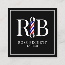 Barber Pole Barber Hair Stylist Black 'White Vierkante Visitekaartje